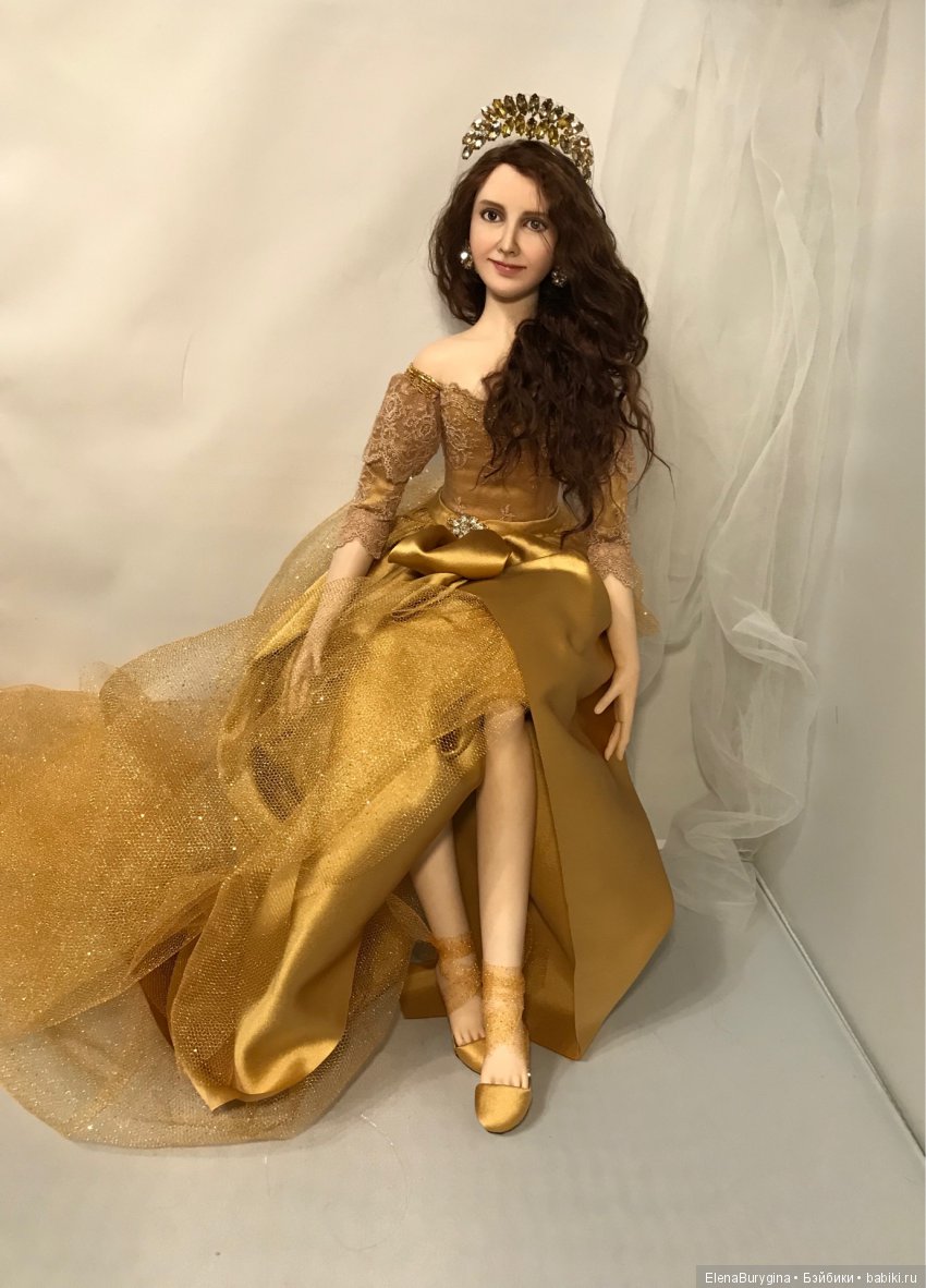 Портретная кукла в образе русалки (золотой рыбки) . Авторская кукла Елены Бурыгиной (фото 3)