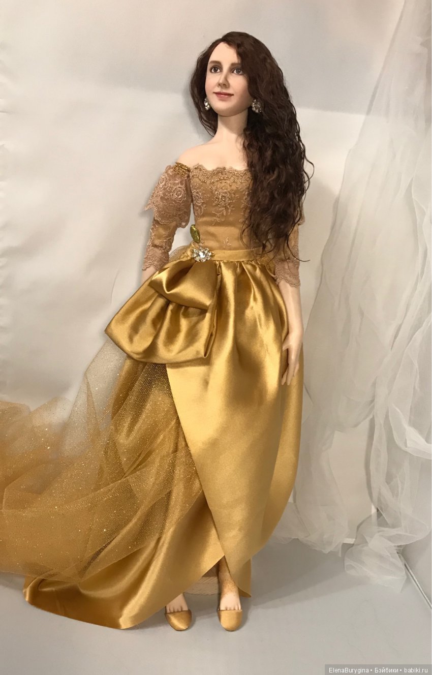 Портретная кукла в образе русалки (золотой рыбки) . Авторская кукла Елены Бурыгиной (фото 4)