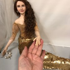 Портретная кукла в образе русалки (золотой рыбки) . Авторская кукла Елены Бурыгиной