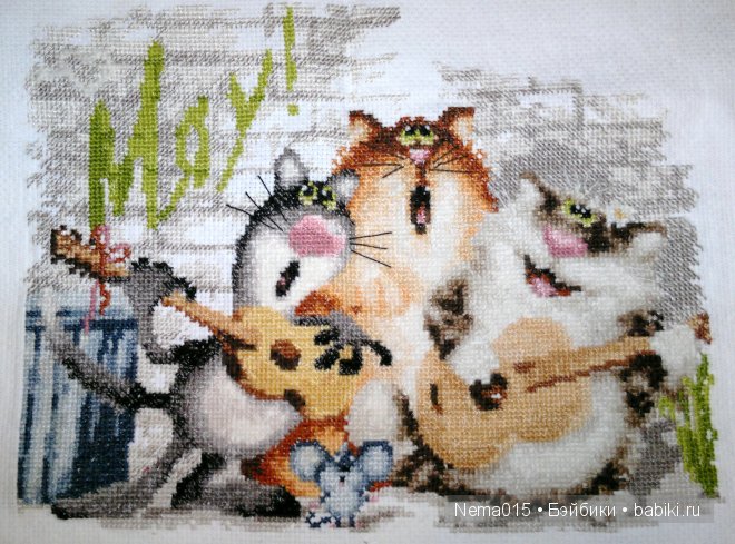 Вышивка коты поющие Вышивка коты поющие
