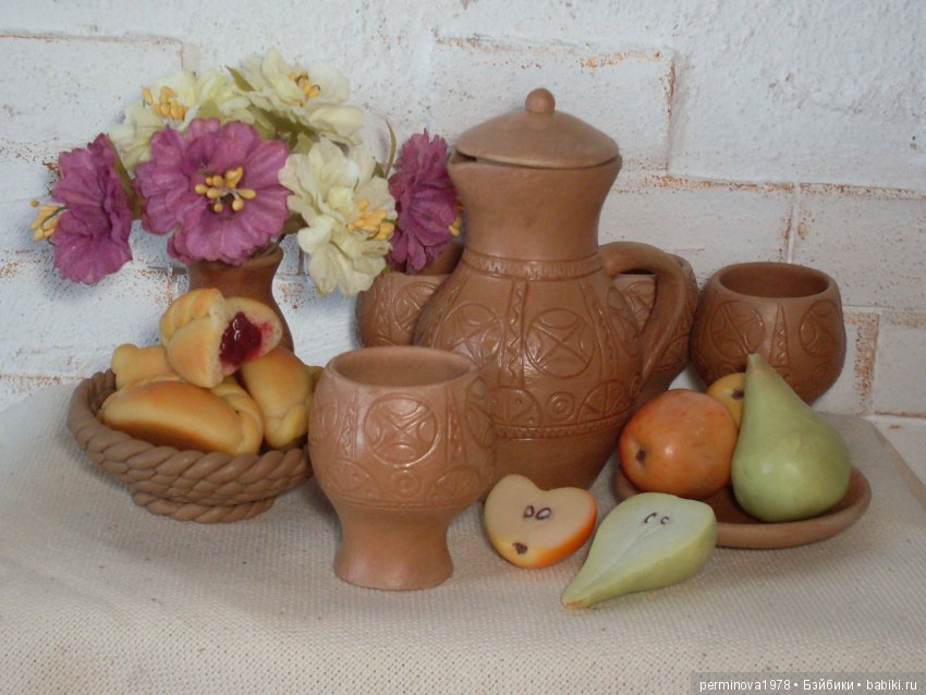 Набор керамической посуды в деревенском стиле (фото 4)