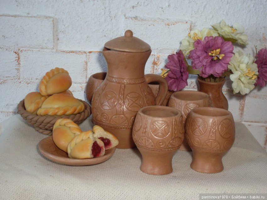 Набор керамической посуды в деревенском стиле (фото 5)