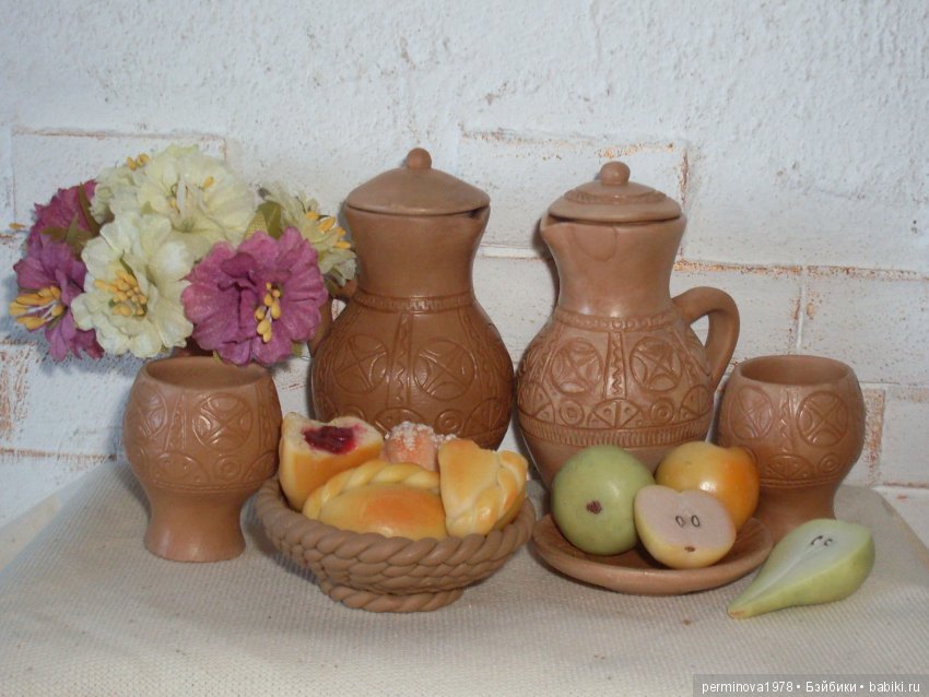 Набор керамической посуды в деревенском стиле (фото 3)