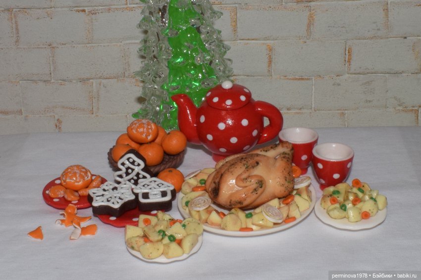 "Праздничный стол" кукольная миниатюра (фото 7)