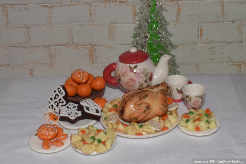 "Праздничный стол" кукольная миниатюра (фото 9)