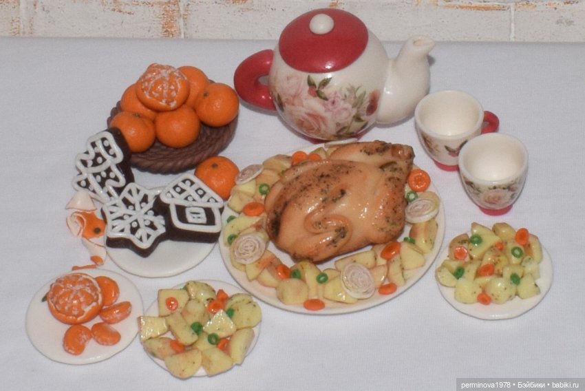"Праздничный стол" кукольная миниатюра (фото 8)