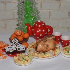 "Праздничный стол" кукольная миниатюра