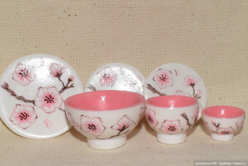 Цветущая сакура. Чайный сервиз для кукол | Бэйбики Цветущая сакура. Чайный сервиз для кукол (фото 2)