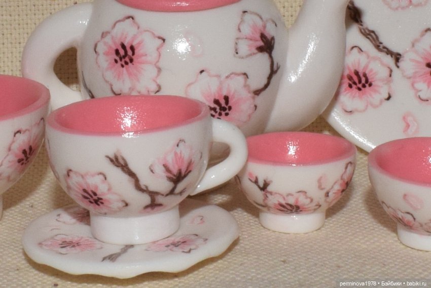 Цветущая сакура. Чайный сервиз для кукол | Бэйбики Цветущая сакура. Чайный сервиз для кукол (фото 9)
