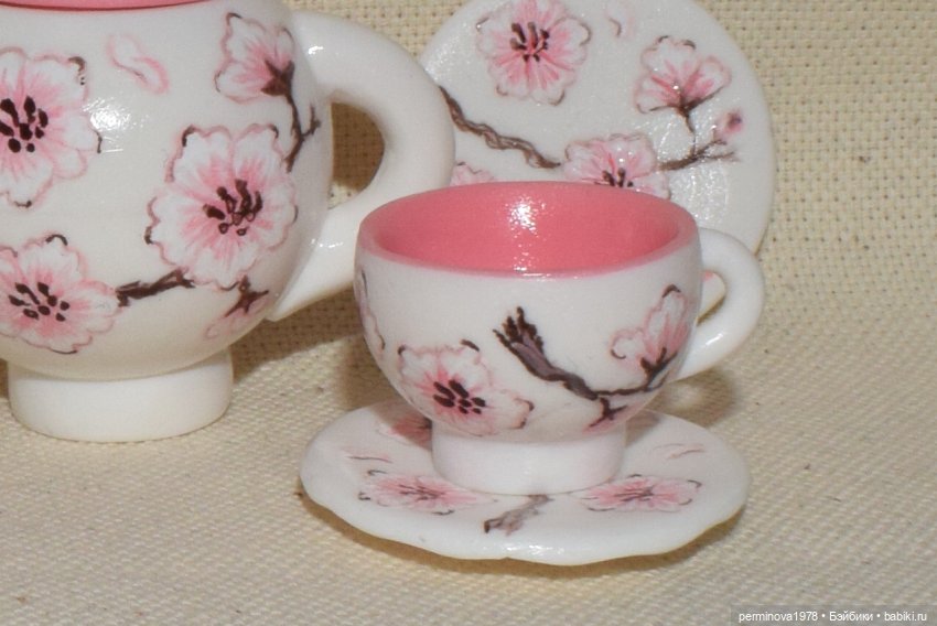 Цветущая сакура. Чайный сервиз для кукол | Бэйбики Цветущая сакура. Чайный сервиз для кукол (фото 4)