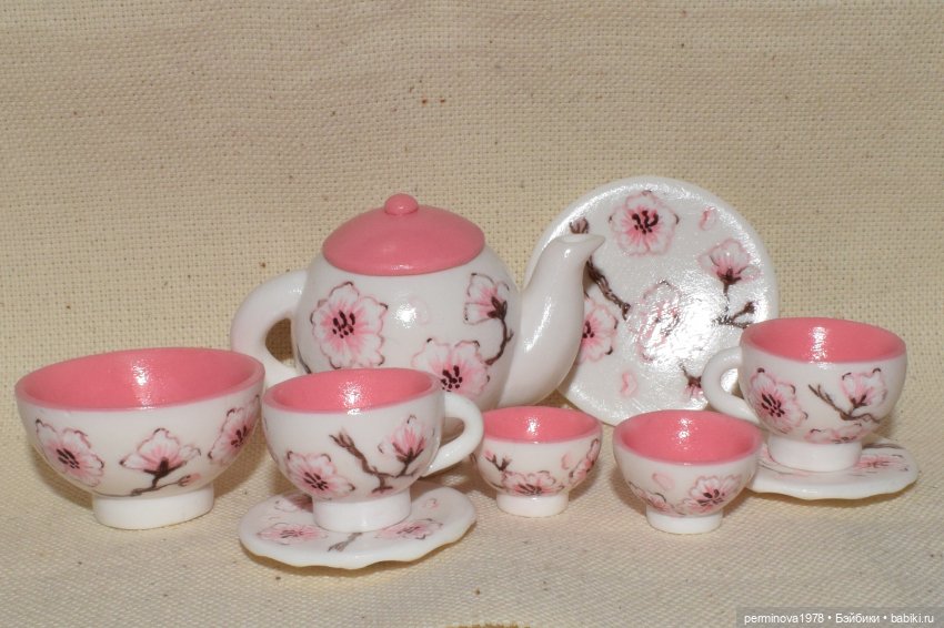 Цветущая сакура. Чайный сервиз для кукол | Бэйбики Цветущая сакура. Чайный сервиз для кукол (фото 8)