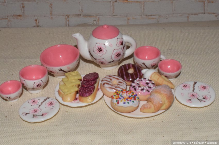 Цветущая сакура. Чайный сервиз для кукол | Бэйбики Цветущая сакура. Чайный сервиз для кукол
