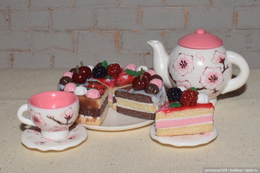 Цветущая сакура. Чайный сервиз для кукол | Бэйбики Цветущая сакура. Чайный сервиз для кукол