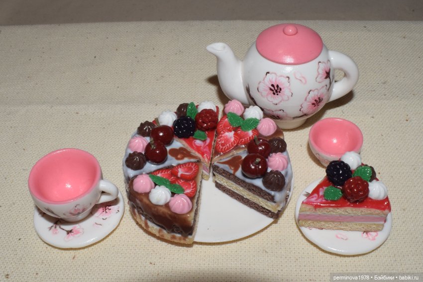 Цветущая сакура. Чайный сервиз для кукол | Бэйбики Цветущая сакура. Чайный сервиз для кукол