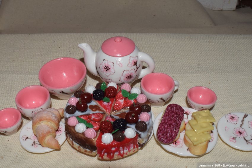 Цветущая сакура. Чайный сервиз для кукол | Бэйбики Цветущая сакура. Чайный сервиз для кукол