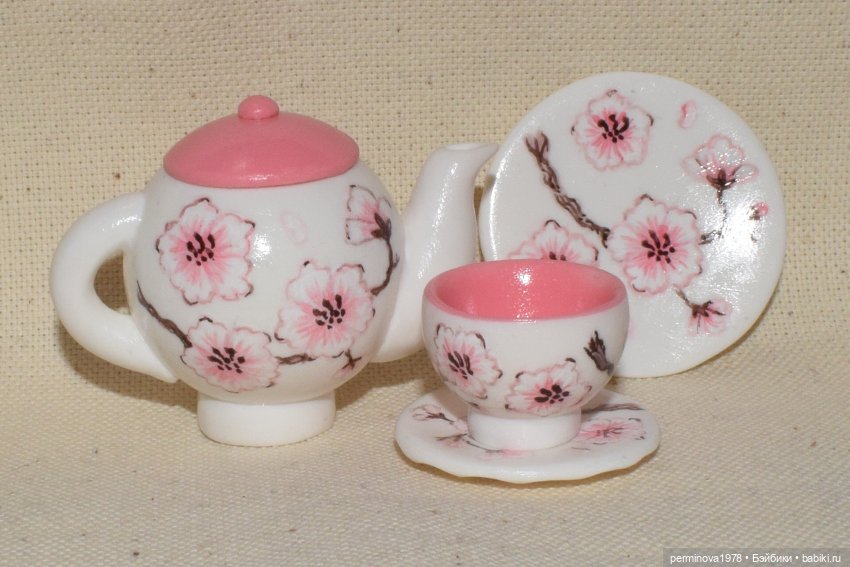 Цветущая сакура. Чайный сервиз для кукол | Бэйбики Цветущая сакура. Чайный сервиз для кукол (фото 7)