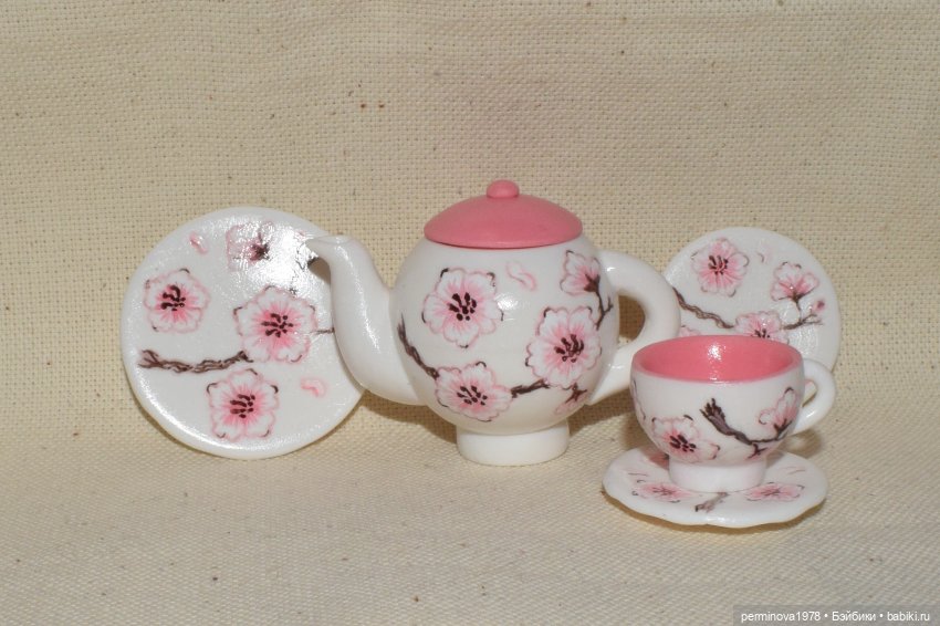 Цветущая сакура. Чайный сервиз для кукол | Бэйбики Цветущая сакура. Чайный сервиз для кукол (фото 3)