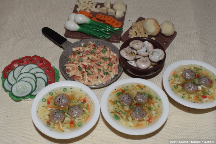 Супчик с фрикадельками — Кукольная миниатюра своими руками: еда