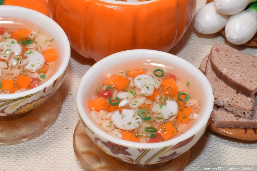 Суп из тыквы — Кукольная миниатюра своими руками: еда (фото 3)