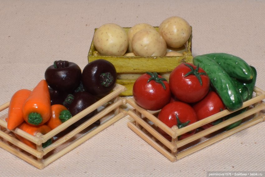 Фрукты, овощи в масштабе 1 к 4