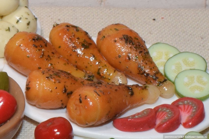 Курочка гриль с овощами — Кукольная миниатюра своими руками: еда (фото 5)