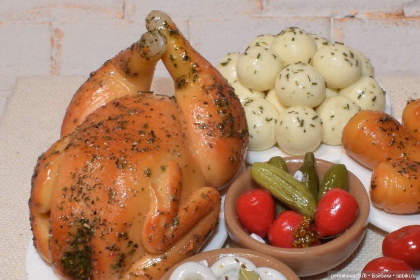 Курочка гриль с овощами — Кукольная миниатюра своими руками: еда (фото 4)