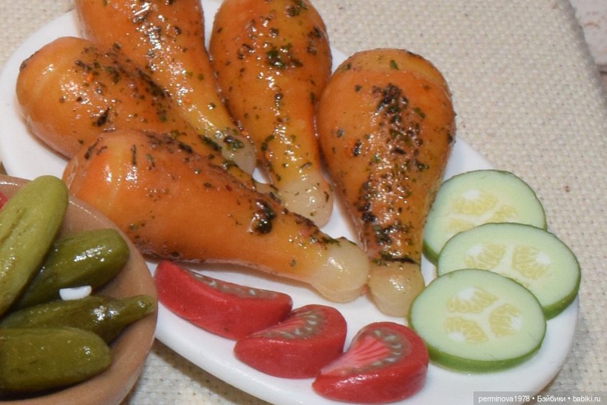 Курочка гриль с овощами — Кукольная миниатюра своими руками: еда (фото 9)