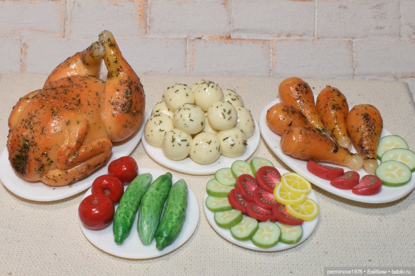 Курочка гриль с овощами — Кукольная миниатюра своими руками: еда (фото 10)