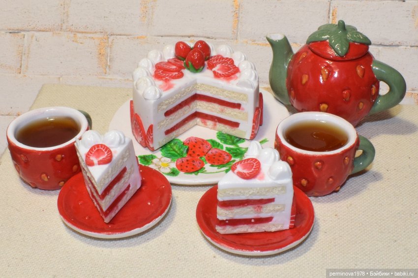 Клубничное настроение — Кукольная миниатюра своими руками: еда