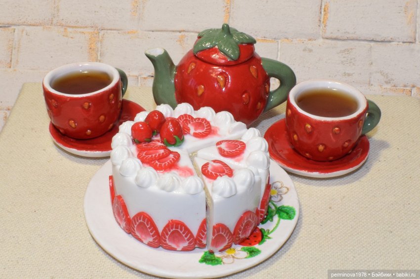 Клубничное настроение — Кукольная миниатюра своими руками: еда