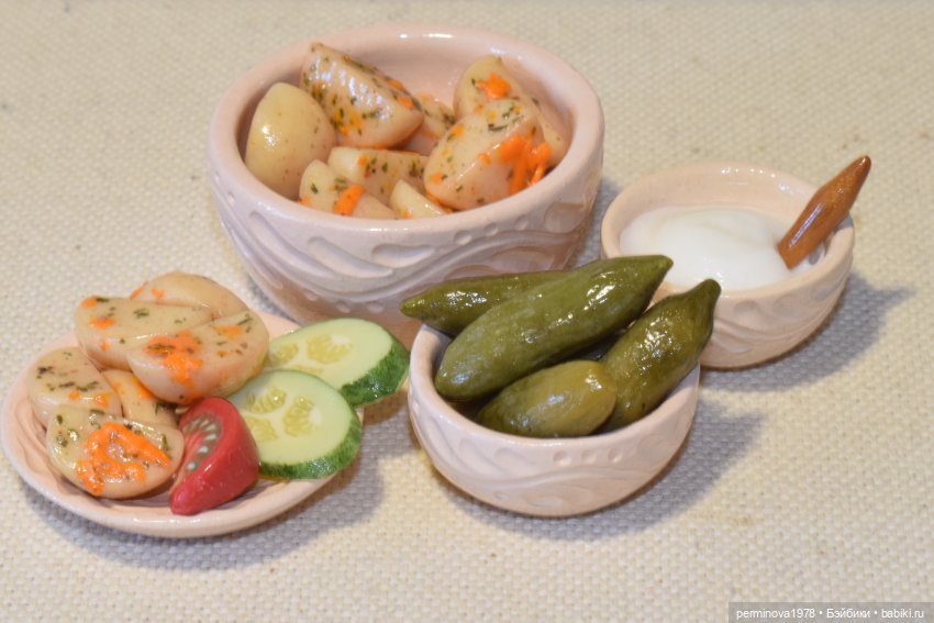 Картошка, блины и пирог — Кукольная миниатюра своими руками: еда (фото 7)