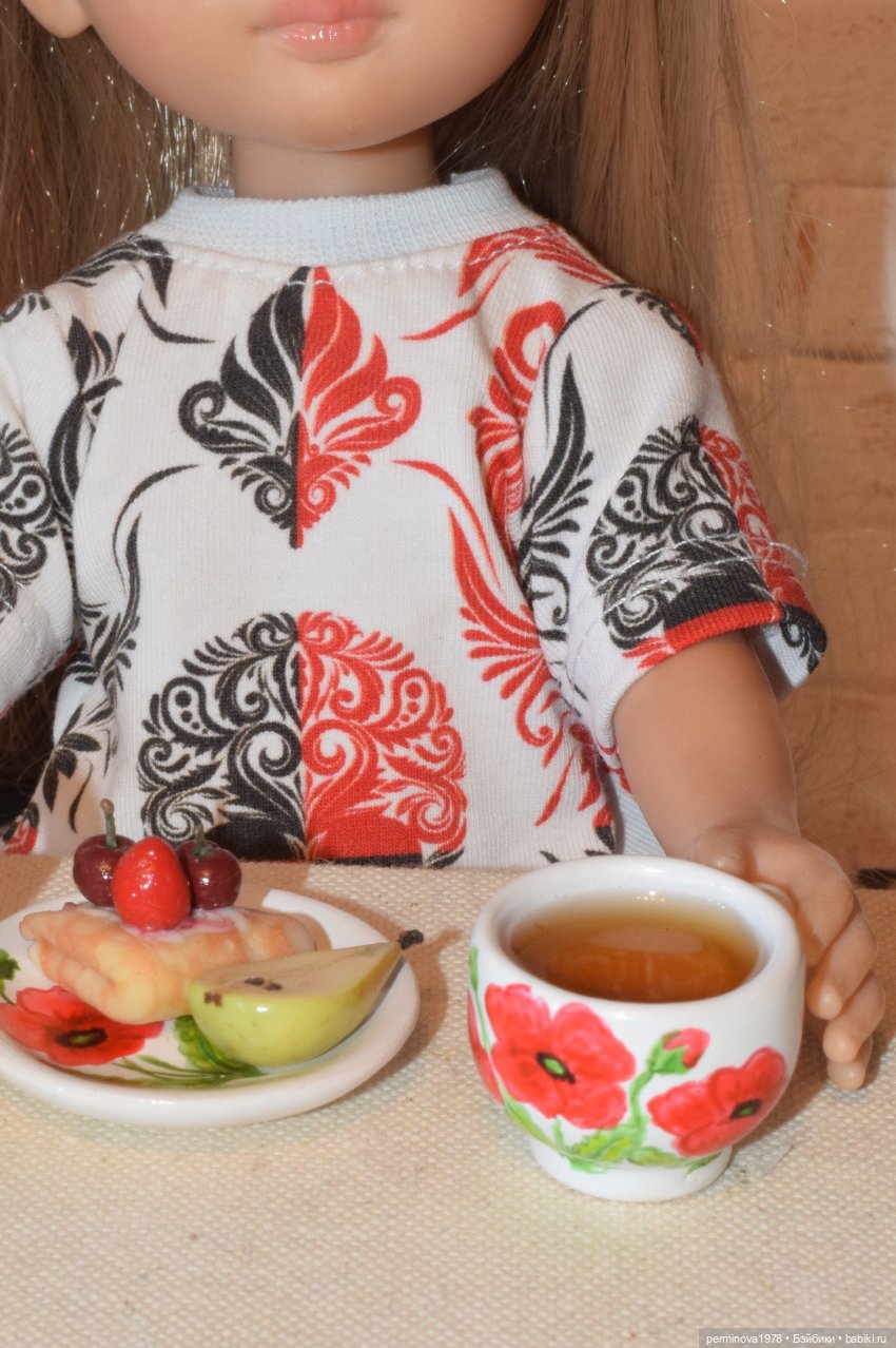 "Красные маки" Чайный сервиз 1 к 4 (фото 4)