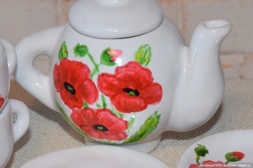 "Красные маки" Чайный сервиз 1 к 4 (фото 10)