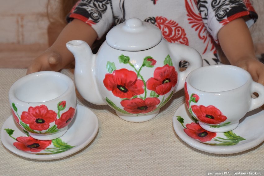 "Красные маки" Чайный сервиз 1 к 4 (фото 5)