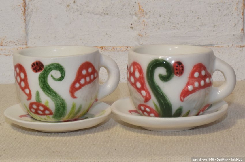 "Мухоморы и божьи коровки" Керамика. Процесс (фото 7)