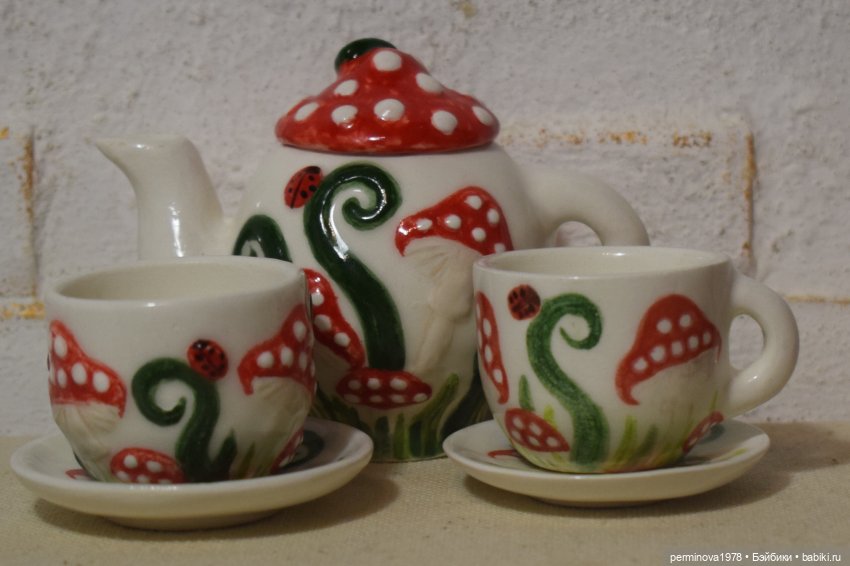 "Мухоморы и божьи коровки" Керамика. Процесс