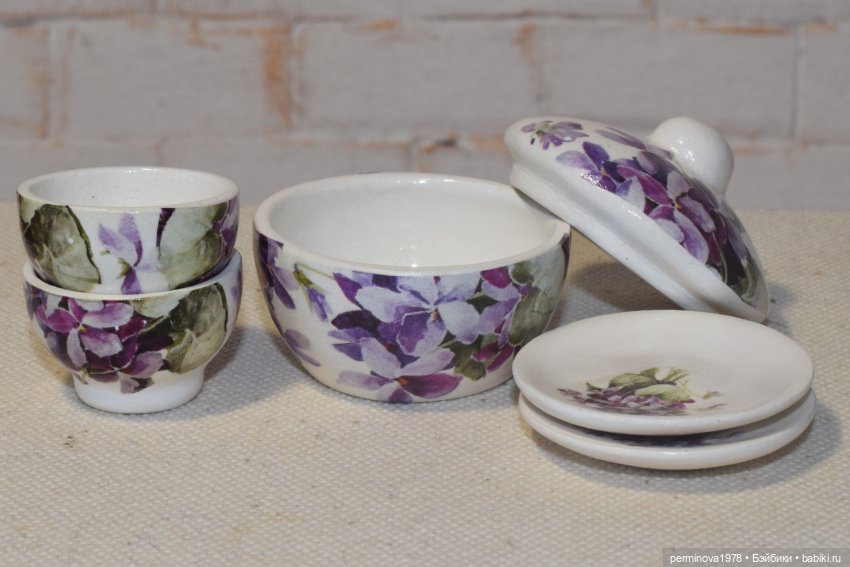 "Фиалки" набор посуды 1 к 6