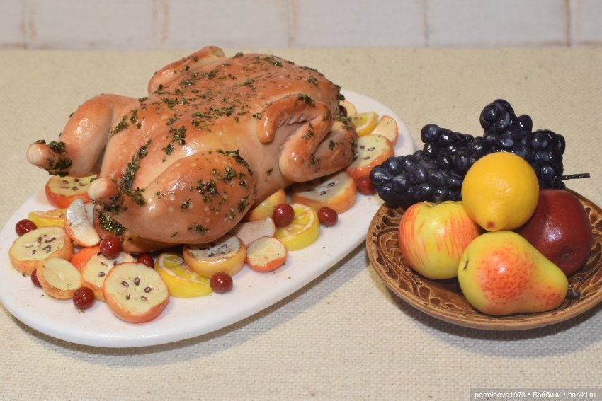 Утка с яблоками — Кукольная миниатюра своими руками: еда (фото 10)