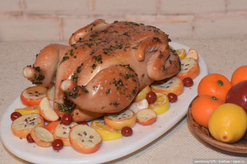 Утка с яблоками — Кукольная миниатюра своими руками: еда (фото 6)