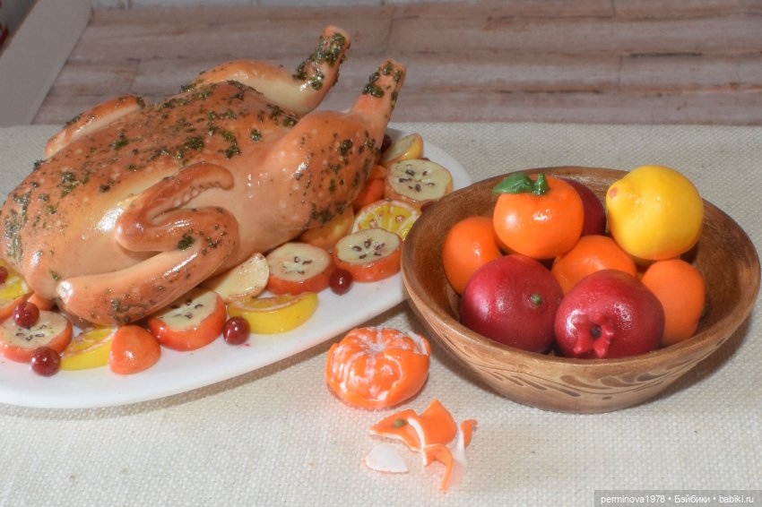 Утка с яблоками — Кукольная миниатюра своими руками: еда (фото 8)