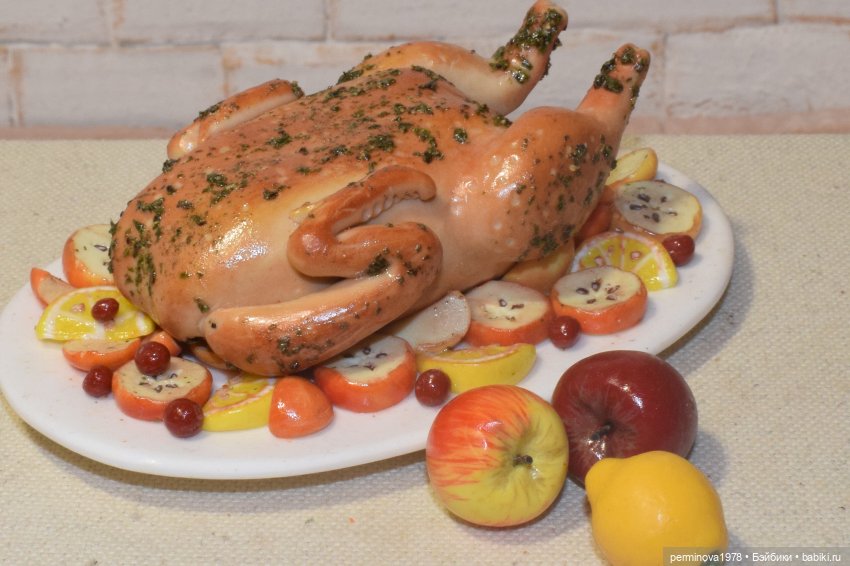 Утка с яблоками — Кукольная миниатюра своими руками: еда (фото 5)