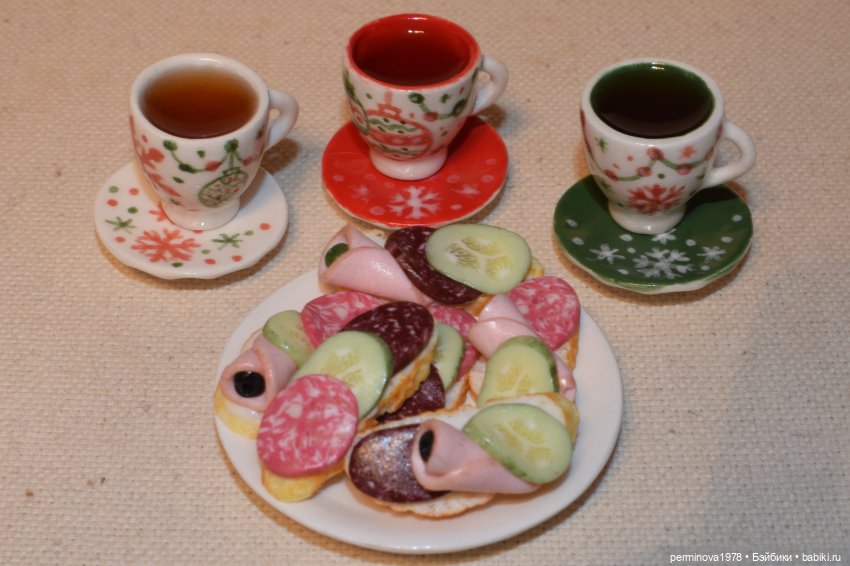 Бутерброды с колбасой — Кукольная миниатюра своими руками: еда (фото 8)