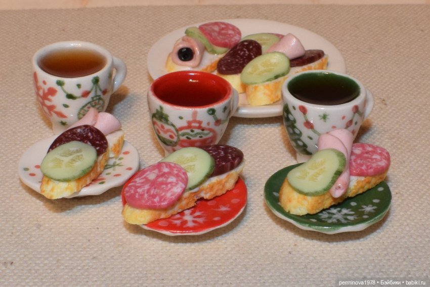 Бутерброды с колбасой — Кукольная миниатюра своими руками: еда