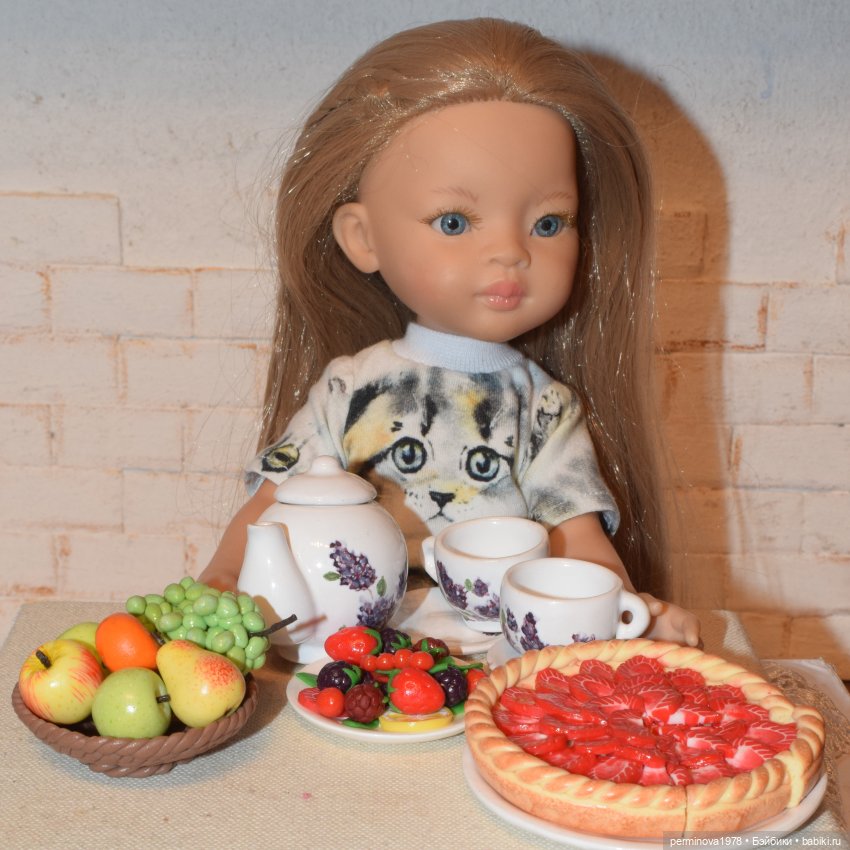 Пирог с клубникой — Кукольная миниатюра своими руками: еда