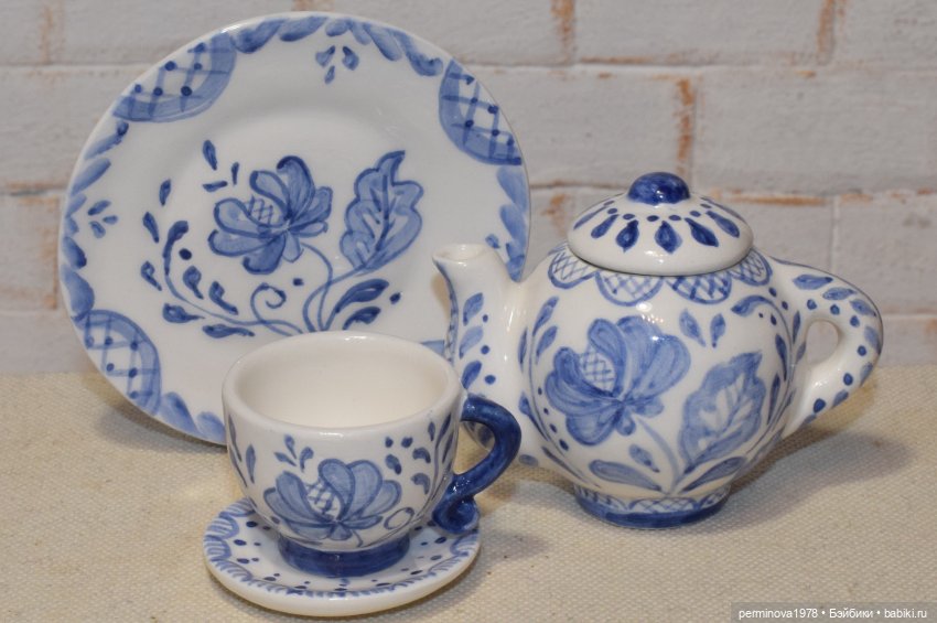 Гжель — Кукольная миниатюра своими руками: еда (фото 5)