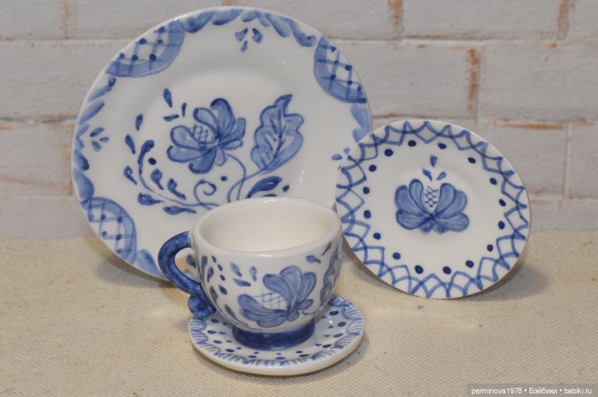 Гжель — Кукольная миниатюра своими руками: еда (фото 6)