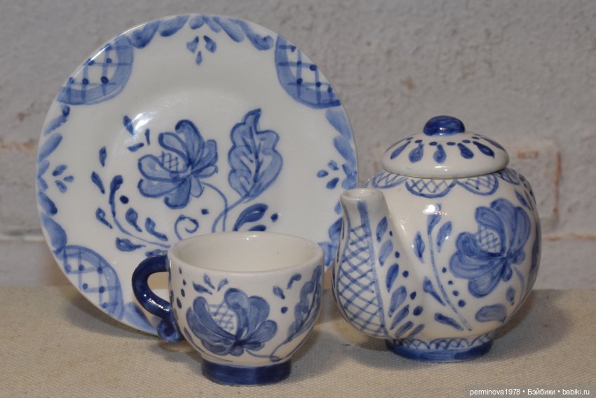 Гжель — Кукольная миниатюра своими руками: еда (фото 3)