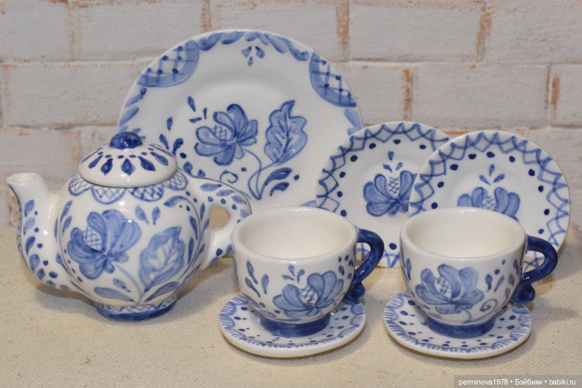 Гжель — Кукольная миниатюра своими руками: еда (фото 8)