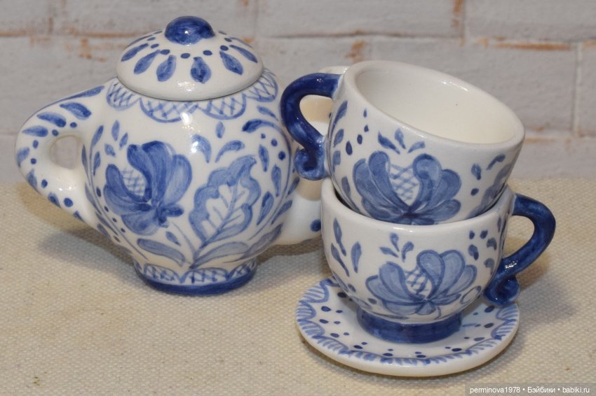 Гжель — Кукольная миниатюра своими руками: еда (фото 4)