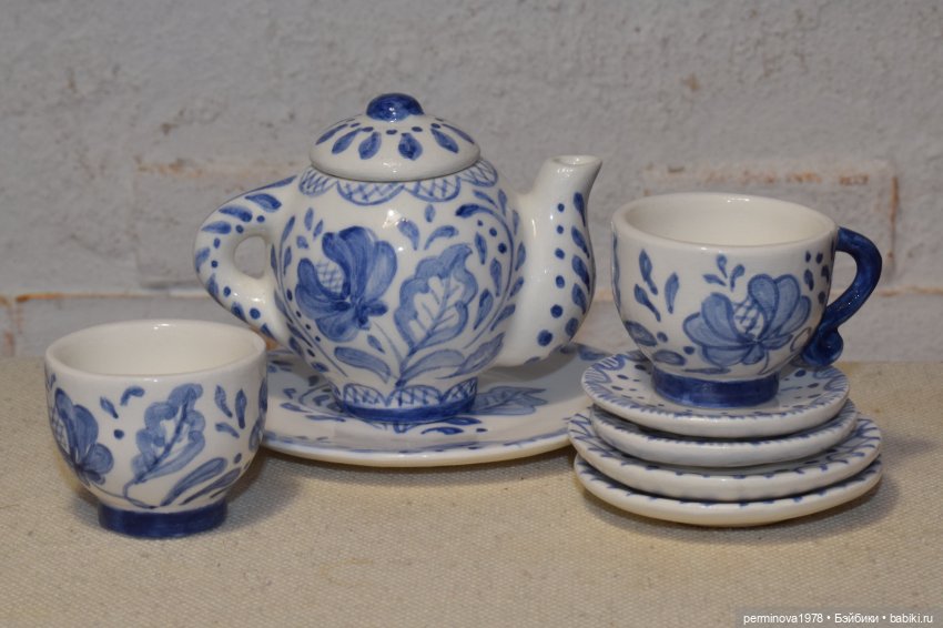 Гжель — Кукольная миниатюра своими руками: еда (фото 2)